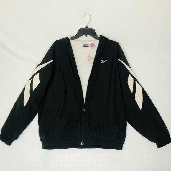 Vintage Other - Vintage 90s Reebok Windbreaker Black And White Large Logo Men's Size XL